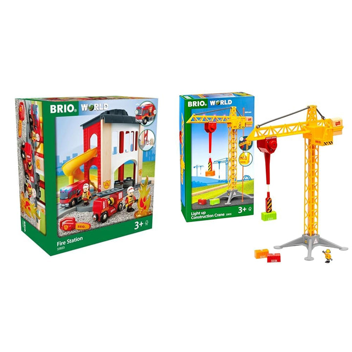 BRIO World 33833 Grosse Feuerwehr Station - Feuerwache mit Feuerwehr-Einsatzfahrzeug & World 33835 G