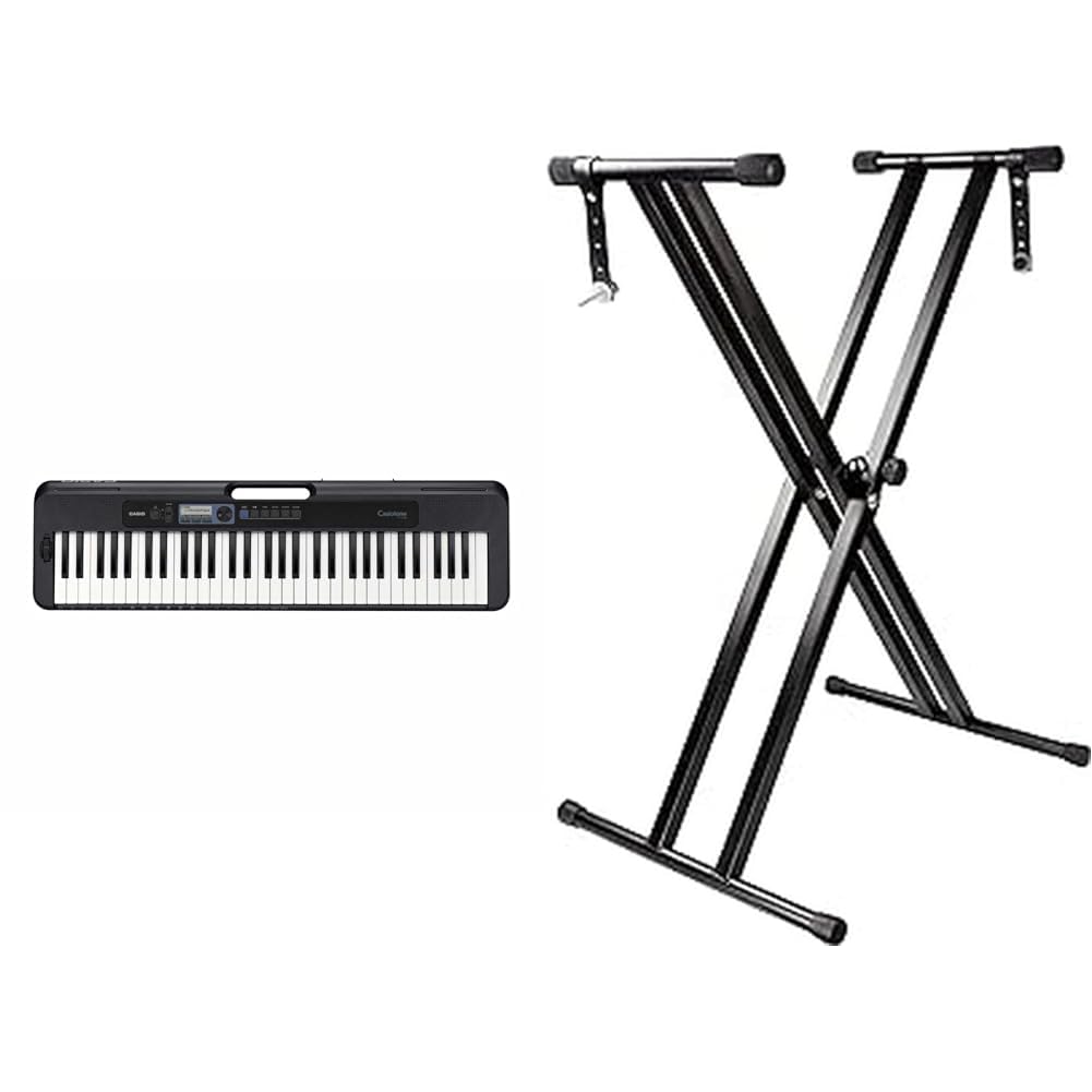 Casio CT-S300 Keyboard mit 61 anschlagdynamischen Standardtasten und Begleitautomatik &amp; RockJam dopp