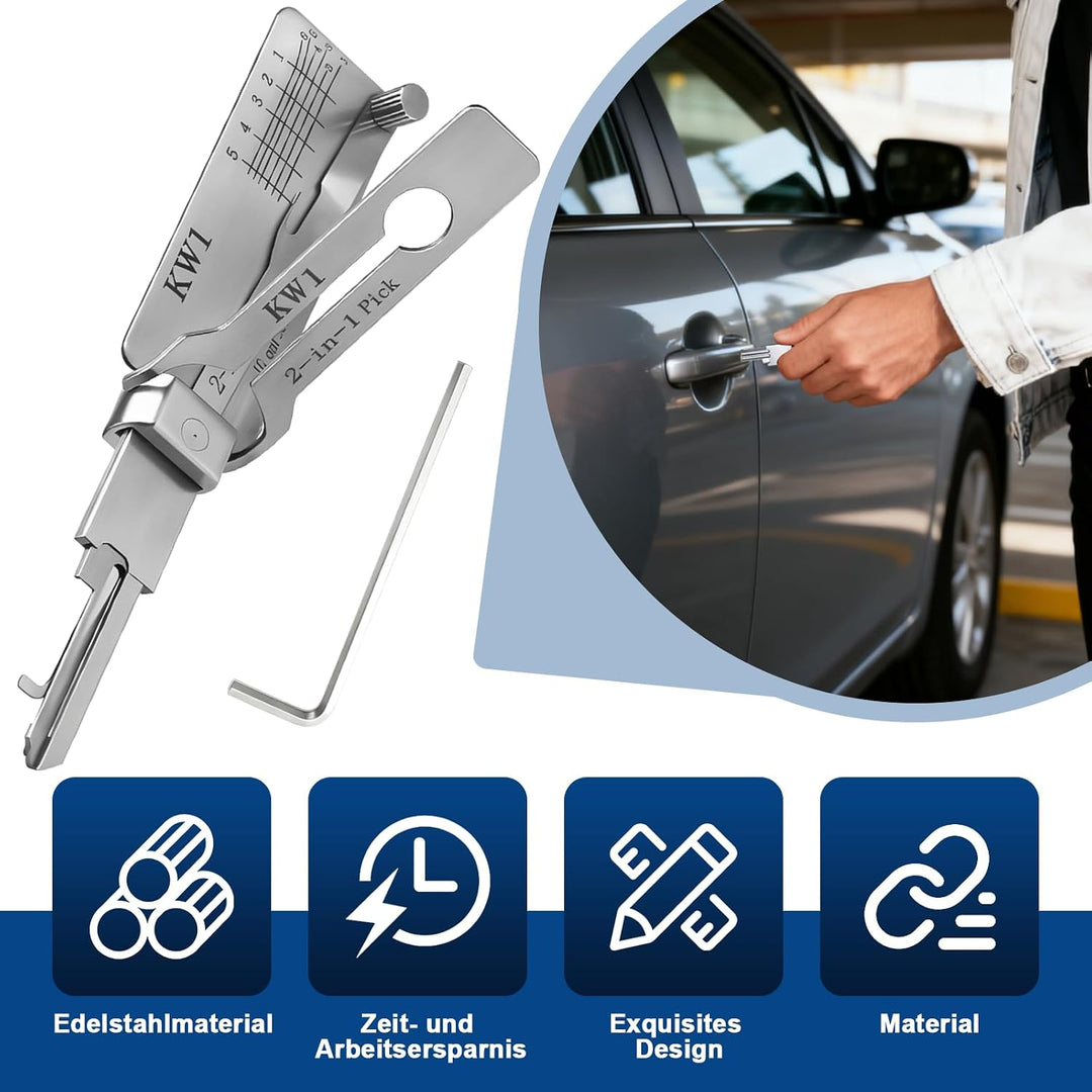 KW1 Multifunktional-Schlüsselwerkzeug, Autoschlüsselleser, Dietrich-Decoder für Auto,Silber