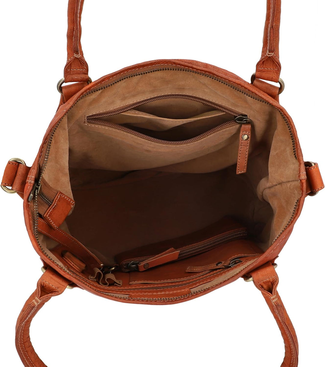 Gusti Handtasche Leder- Therese Damen Handtasche Umhängetasche Shopper Ledertasche Braun Leder