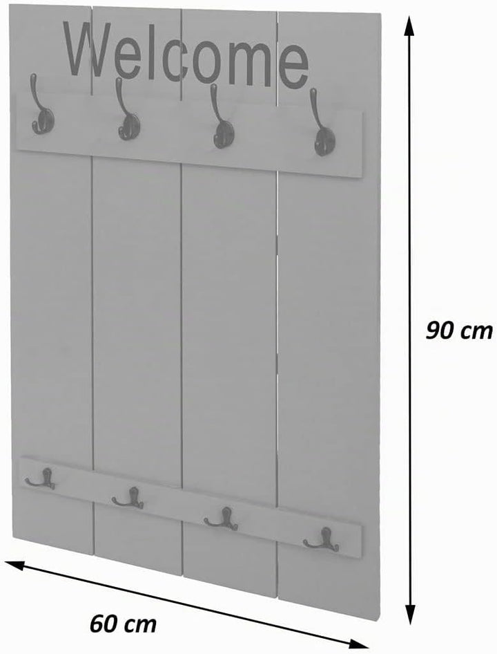 Mendler Wandgarderobe HWC-C89 Welcome, Garderobe Garderobenpaneel, Shabby-Look Vintage, 91x60cm - br