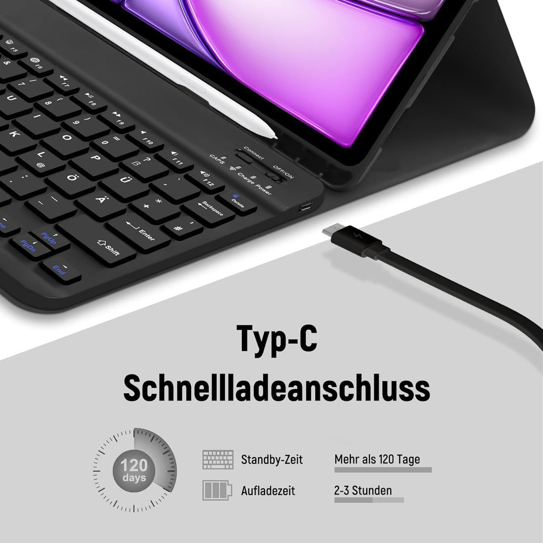 iPad Air 5 Hülle mit Tastatur für iPad Air 6 11 Zoll, Deutsches Taststur Hülle für iPad Air 11 Zoll