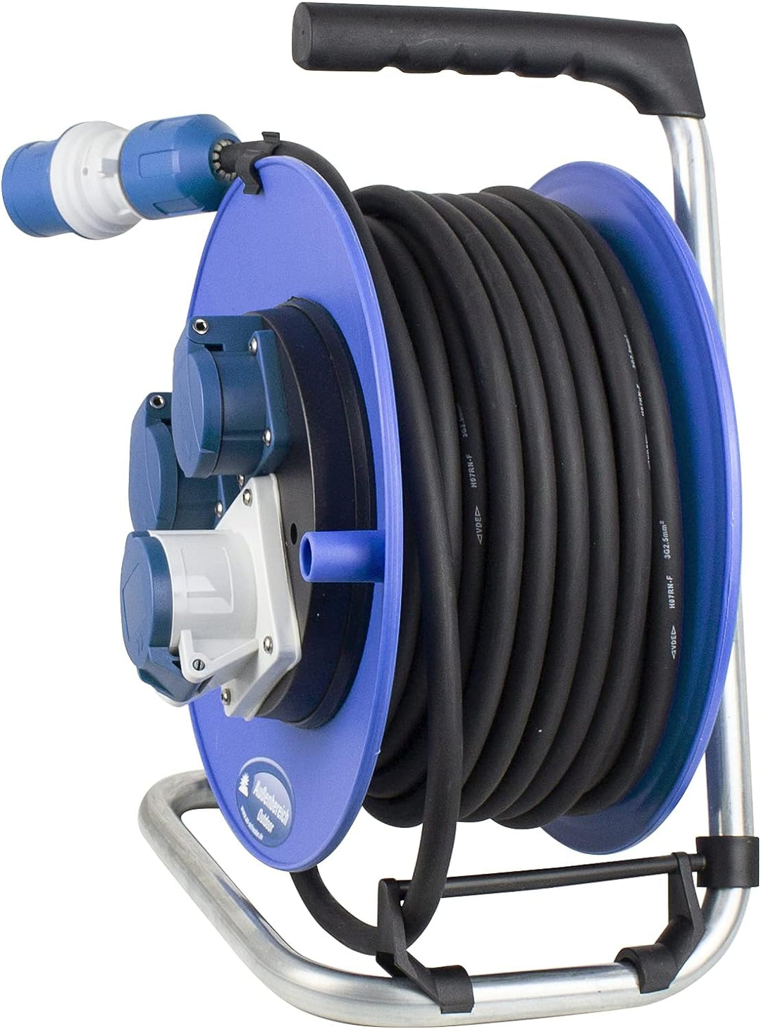 as - Schwabe Outdoor Kabeltrommel 25m mit CEE-Stecker inkl. neuer powerlight Spannungsanzeige, 3 Ste
