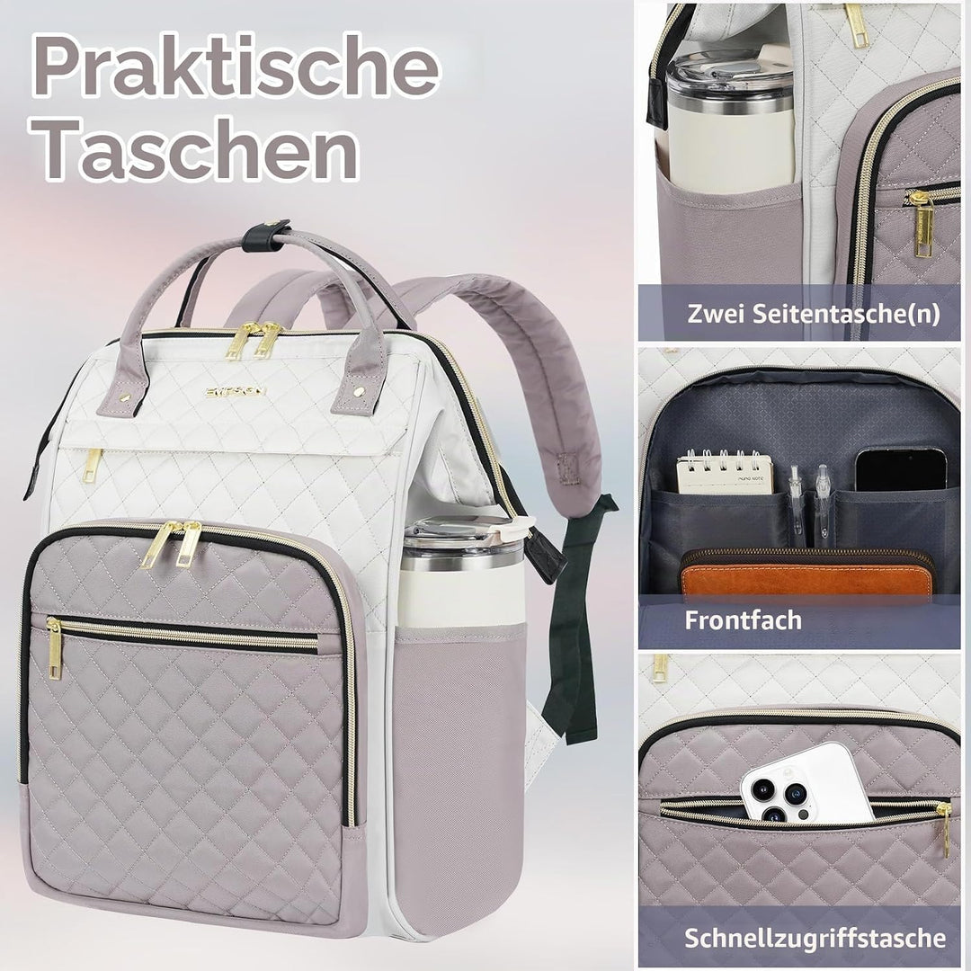EMPSIGN 17-Zoll-Laptop-Rucksack für Damen, ideal für Arbeit, Reisen und Uni, geräumig, wasserabweise