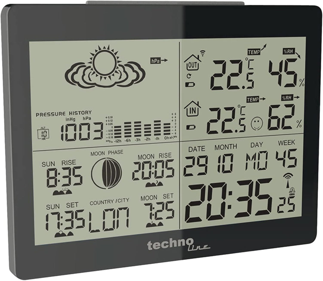Technoline WS 6760 moderne Wetterstation mit Vorhersage von Wettersituation und Anzeige von Mondphas