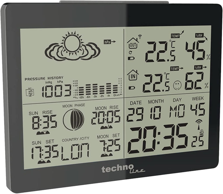 Technoline WS 6760 moderne Wetterstation mit Vorhersage von Wettersituation und Anzeige von Mondphas
