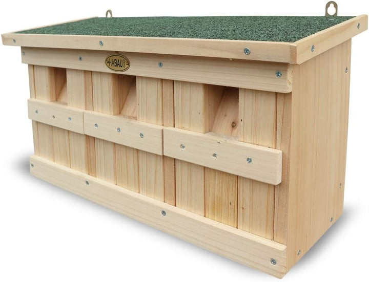 HABAU Nistkasten und Spatzenhaus mit 3 Brutkammern, aus Vollholz, 45,5 x 17 x 23 cm