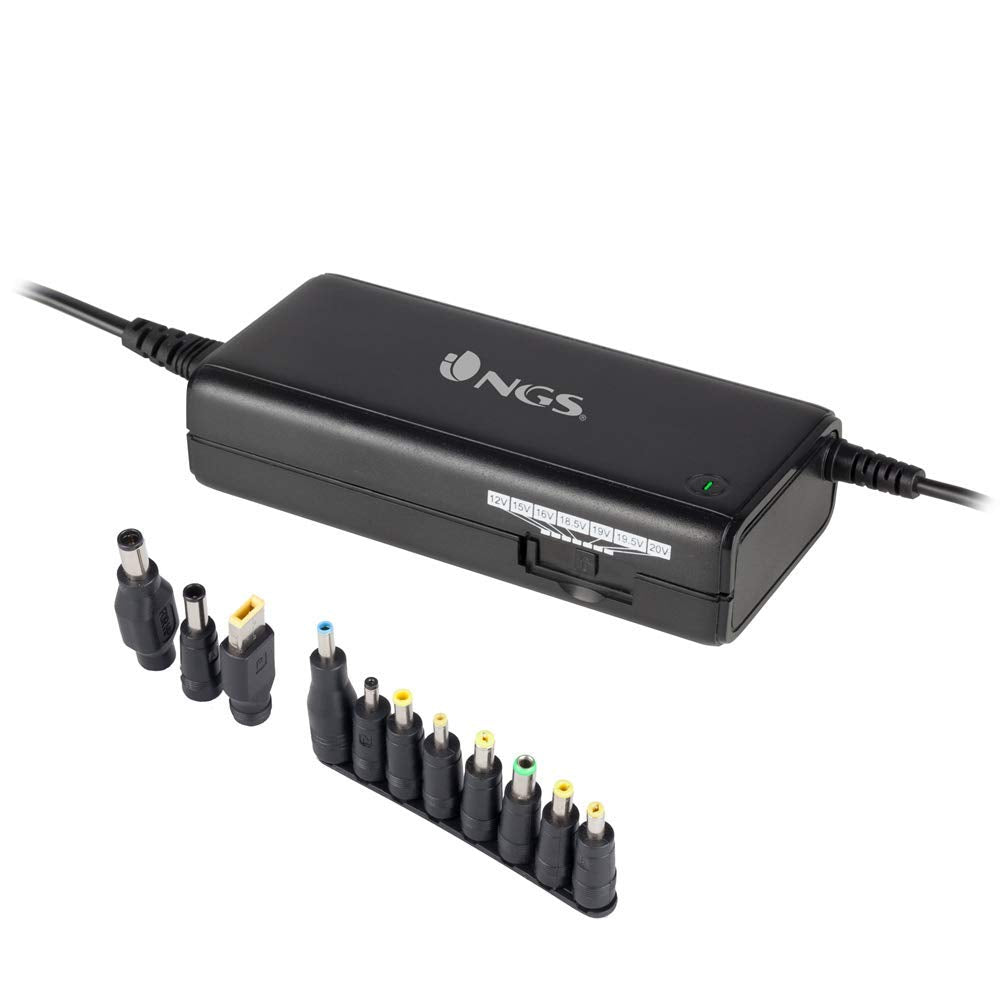 NGS BAN - Manuelles 90W Universal-Laptop-Ladegerät, Ladegerät mit 11 Adaptern, kompatibel mit HP, De