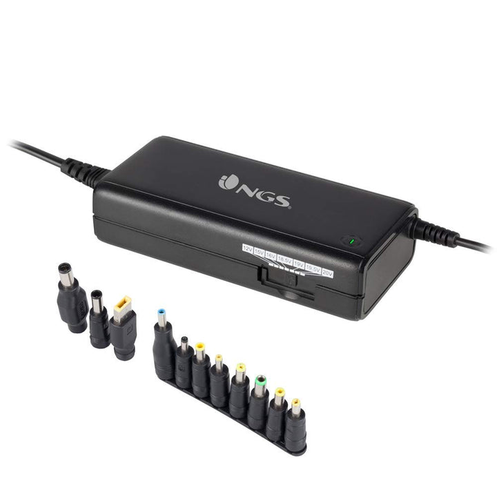 NGS BAN - Manuelles 90W Universal-Laptop-Ladegerät, Ladegerät mit 11 Adaptern, kompatibel mit HP, De