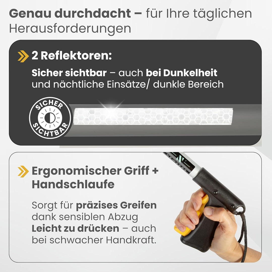 [75-111cm] Greifzange für Senioren, Greifer mit Aluminium Teleskop Stange für individuelle Einstellu