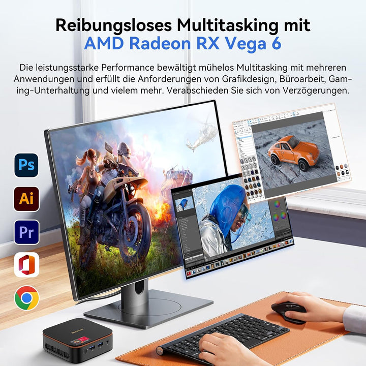 Blackview MP20 Mini PC, AMD Ryzen 3300U, 16GB DDR4 512GB SSD, Windows 11 Pro Mini Desktop PC, kompak