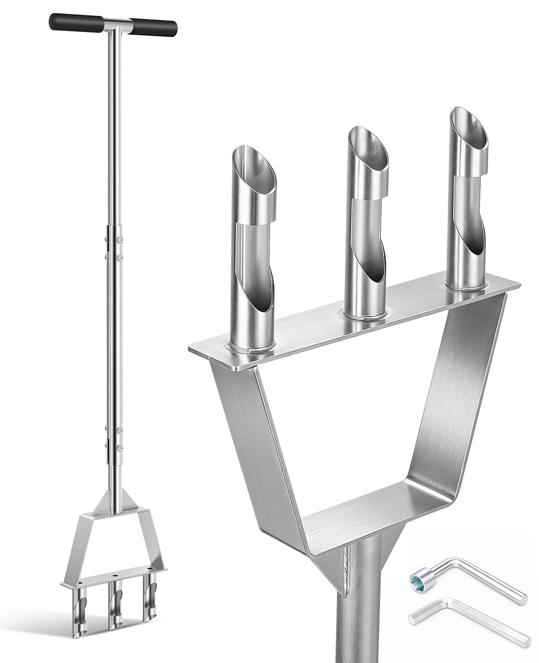 Rasenlüfter, Aerifizierer für Rasen Hohlspoon mit 3 Kerne, Manueller Rasenbelüfter für Rasenpflege u