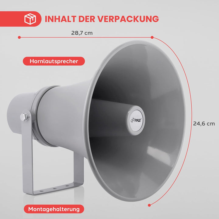 Pyle PA-Hornlautsprecher Innen/Aussen – Kompakter 24,6cm Lautsprecher, 20W, 400Hz–5kHz, 8Ω, 70V Tran