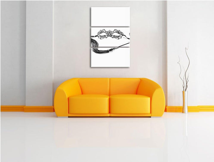 Pixxprint Sexy Frauenoberkörper mit Seilen / 3-Teilig/Gesamtmass 120cm Leinwandbild bespannt auf Hol