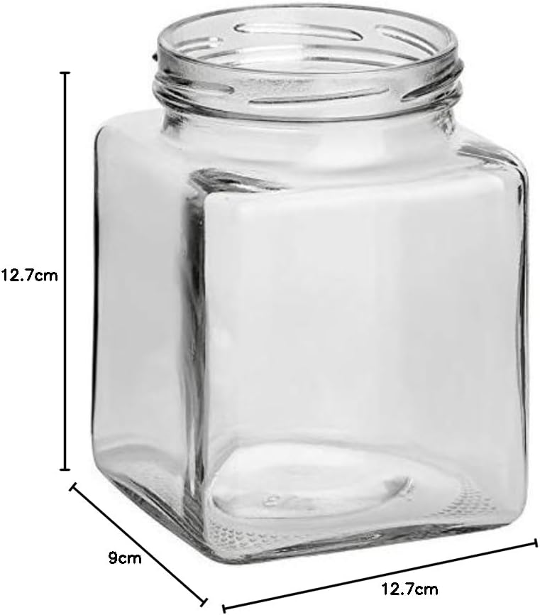 gouveo 6er Set Einmachgläser 730 ml eckig mit Schraub-Deckel schwarz - Grosse Vorratsgläser mit Dreh