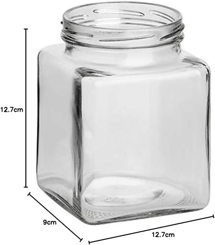 gouveo 6er Set Einmachgläser 730 ml eckig mit Schraub-Deckel schwarz - Grosse Vorratsgläser mit Dreh