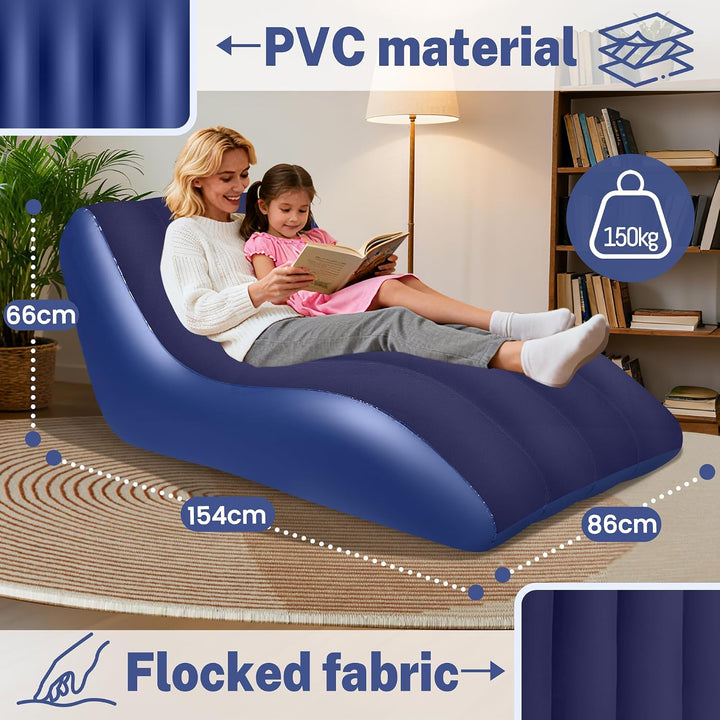 Luxfero Aufblasbares Sofa für Camping, Aufblasbarer Sessel mit Beflockter Oberfläche, Bequemes Lufts