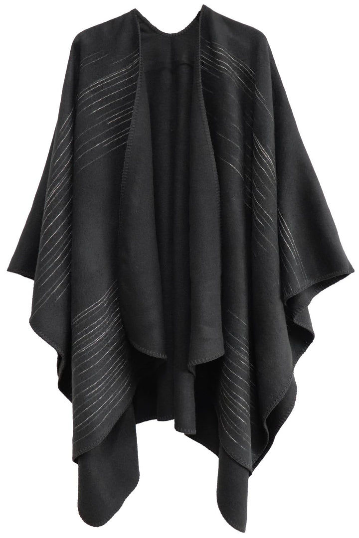 Shmily Girl - Damen Poncho Habe Gestrickt Überdimensionalen Decke Kap-Schal Einheitsgrösse Buntes Ga