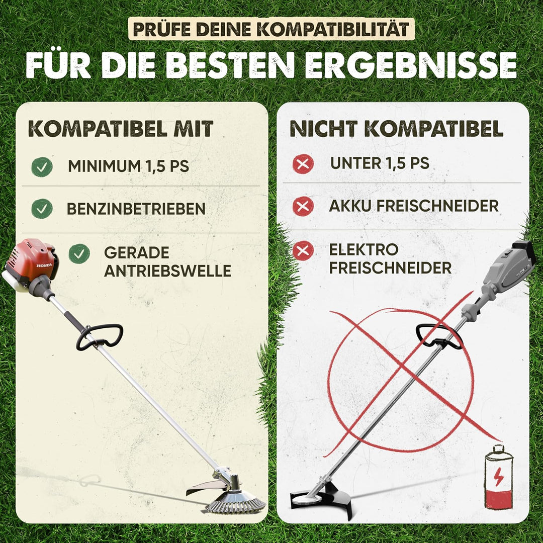 LAINFELD Unkrautbürste für Freischneider & Motorsense | Universelle Passform inkl. Adapter | Unkraut