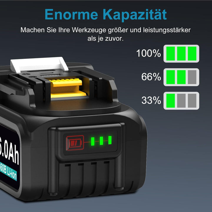 2X6.0Ah Ersatzakku für Makita LXT - Kompatibel mit Makita 18V Geräten &amp; Ladegeräten - Lithium-Ionen