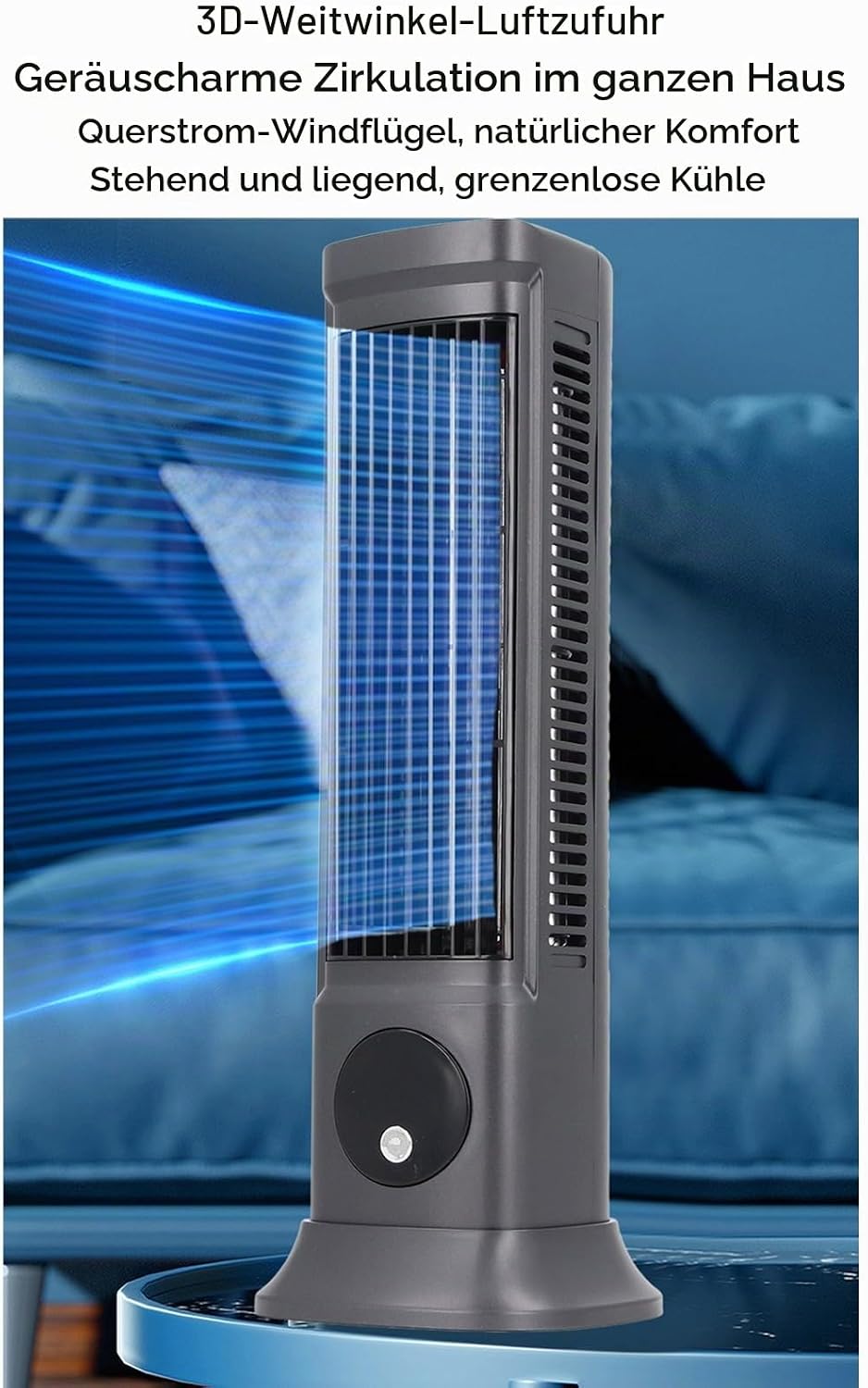 Goshyda Desktop-Turmventilator, Tragbarer Blattloser Tischventilator mit 3 Einstellbaren Geschwindig