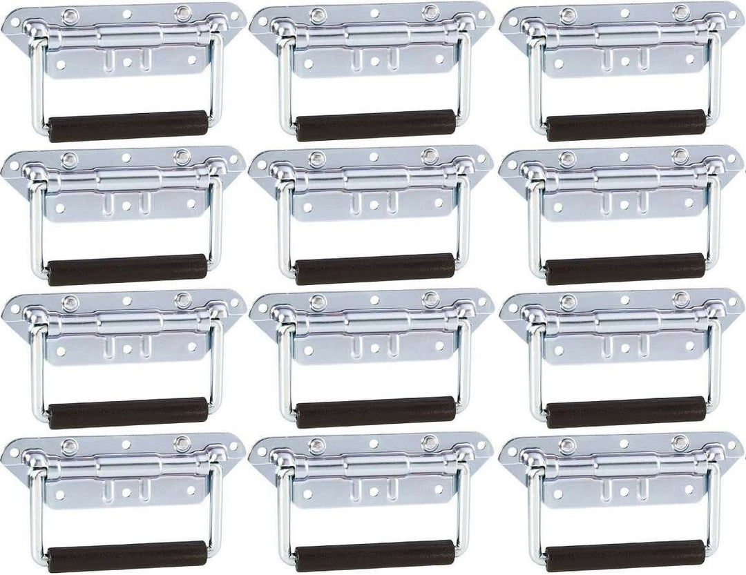 Adam Hall Hardware 34482 M12 AH - 12er Set Klappgriff/Kistengriff gefedert silber 6-Loch