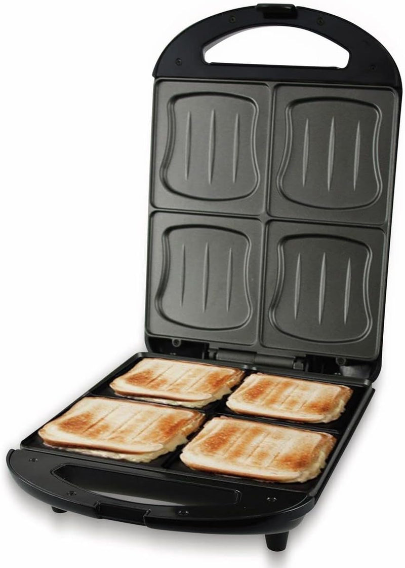 Emerio XXL Sandwich Toaster, für alle Toastgrössen geeignet, 4x grosse Muschelform, kein Auslaufen,