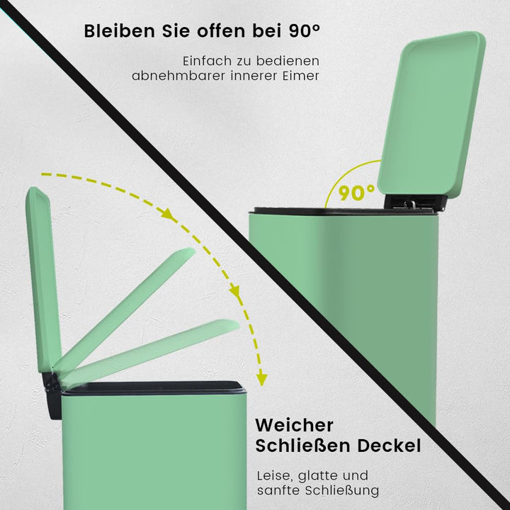 Mülleimer,30L Treteimer mit Inneneimer,30 Liter Schmaler Abfalleimer mit Pedal,Edelstahl Tretmülleim