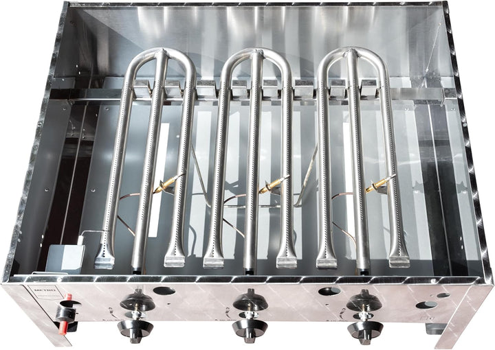 METRO Professional Gasbräter 3-Brenner, Aluminium/Edelstahl, 10.5 kW, Piezozündung, Bedienfeld, silb