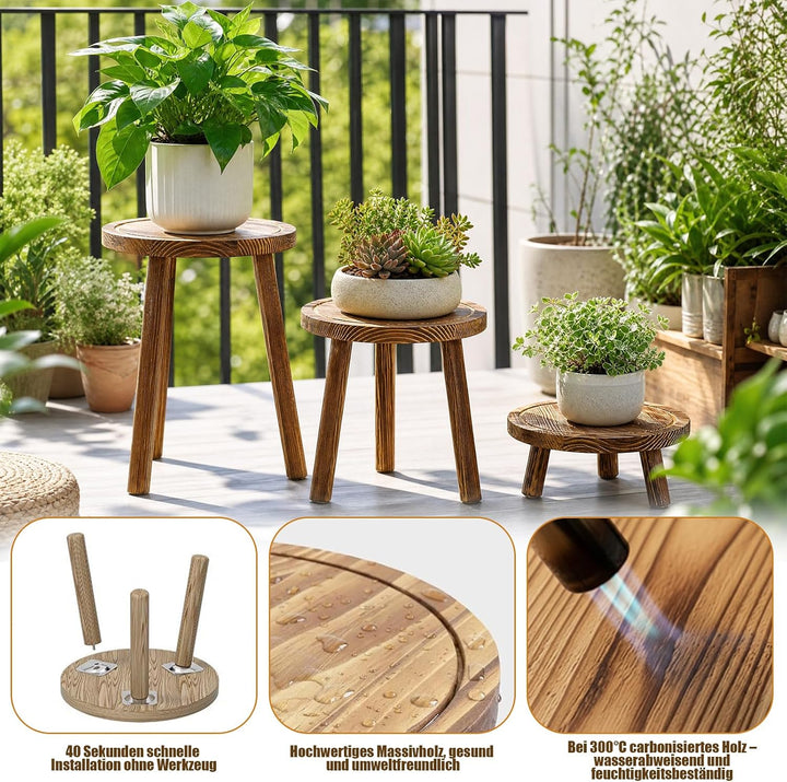 Blumenhocker Holz 3er-Set, 4"/7"/11" Höhe
