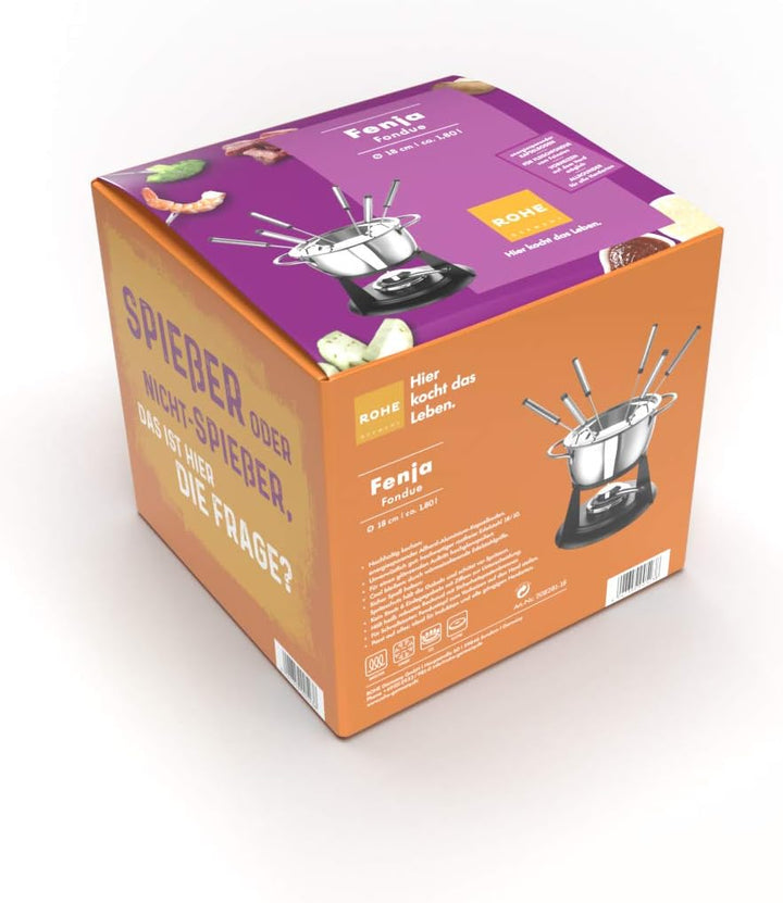 ROHE Fonduetopf Fenja aus Edelstahl hergestellt, mit einem Volumen von: 1.8L, in der Grösse: 18cm, 2