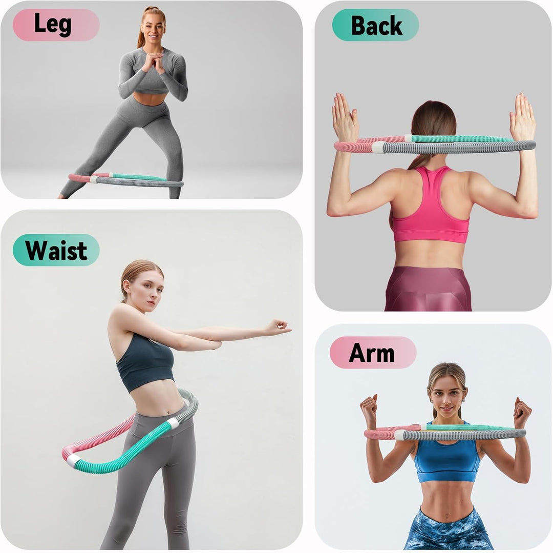 Hula Hoop Reifen Erwachsene,1,2 kg Fitness-Hula-Hoop-Reifen mit Gewicht,Klappbare Aufbewahrung, Weic