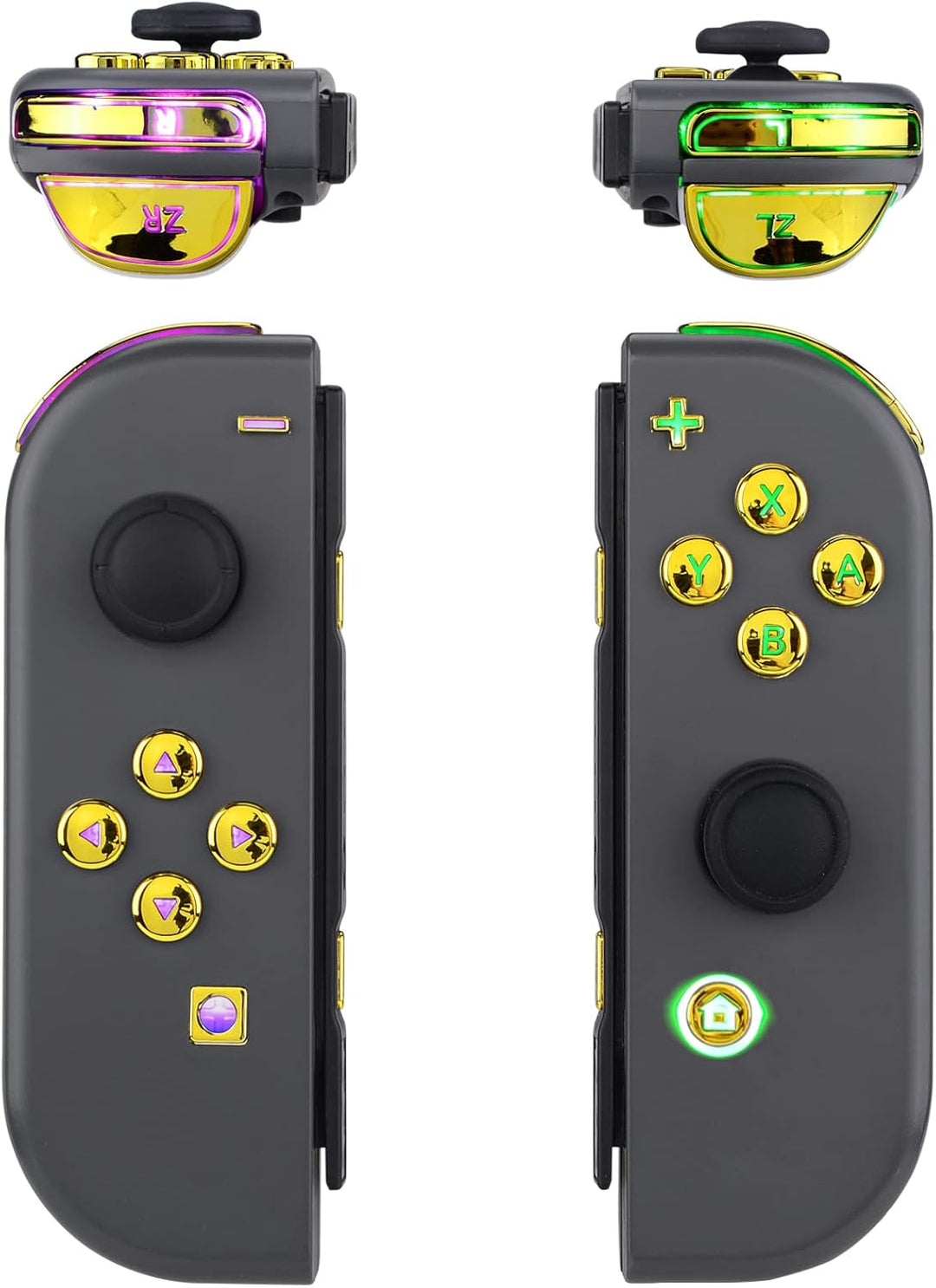 eXtremeRate LED Tasten für NS Switch Joycon,7 Farbe 9 Modi Leuchttaste ABXY Knöpfe Trigger Tasten Be