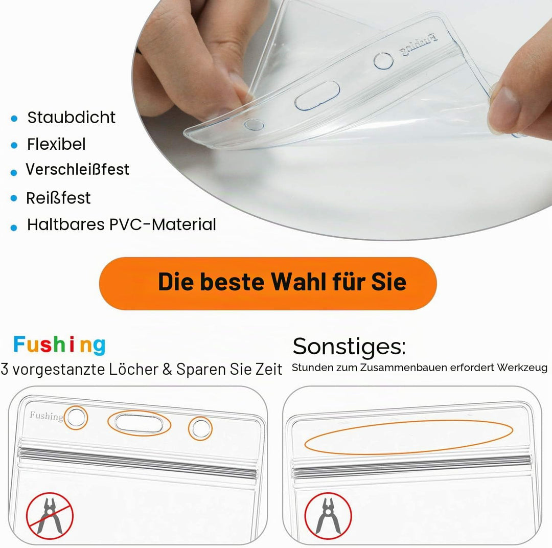 Namensschild Ausweishüllen Ausweishalter Ausweishuelle Namensschilder - Fushing 200 Stück Ausweishül