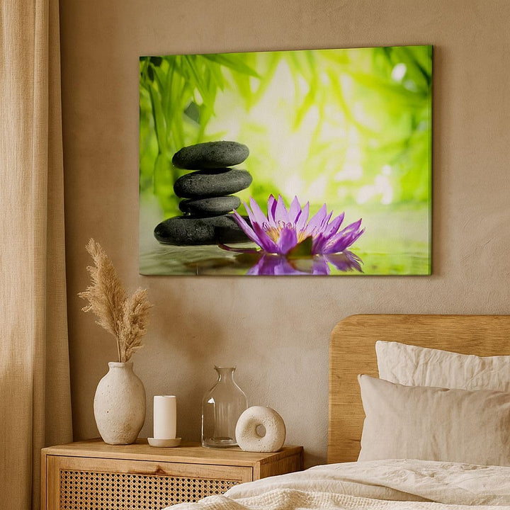 Bilder auf Leinwand 100x70cm Leinwandbild Spa bambus blume wasser Gross Wanddeko Bild Schlafzimmer K