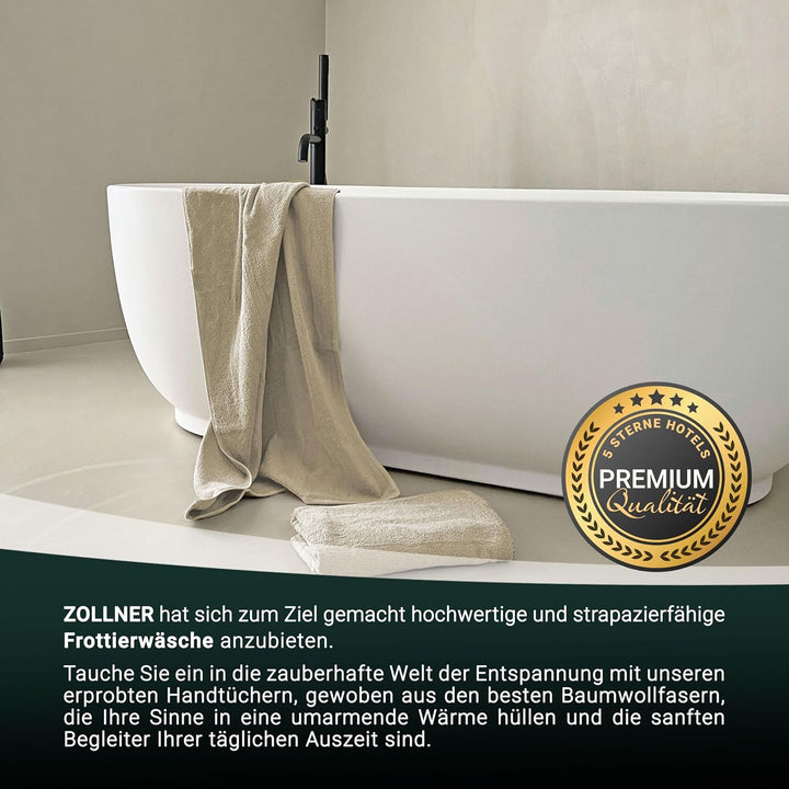 ZOLLNER 2er Set Duschtücher, Handtücher gross, 70x140 cm, Baumwolle, Cappuccino 2x Duschtücher Cappu