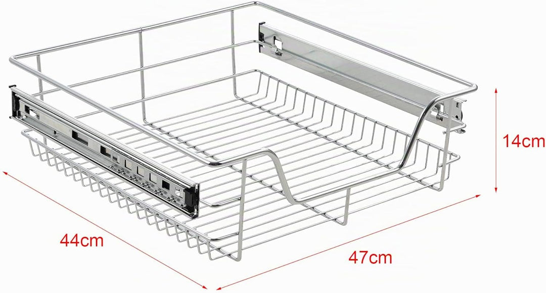 [en.casa] Teleskopschublade 2er Set 50cm Schrankbreite Küchenschublade inkl. Schienen Einbauschublad