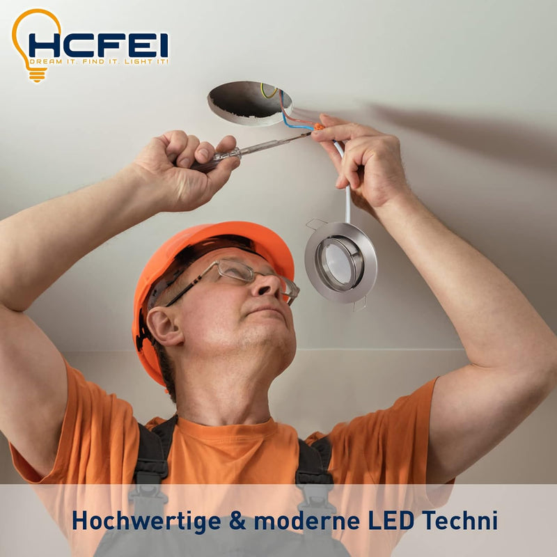 HCFEI 6er set LED Einbaustrahler dimmbar matt-chrom schwenkbar 5W flach 230V Einbau-Spot Strahler Ei