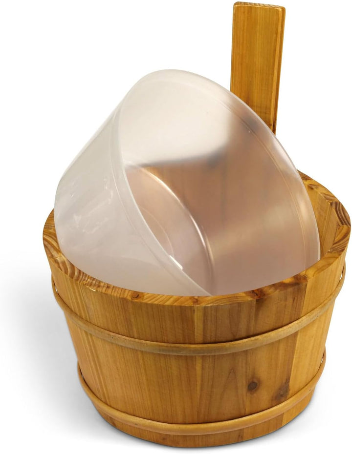 LaJa26 Sauna Kübel & Kelle - Sauna Aufguss Set - Saunakübel 3 l - Aufgusskelle 120 ml - Fichte - Kun