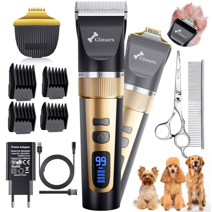 Gimars 4-in-1 Hundeschermaschine mit Hunde Trimmer, 7000 U/min Leise Hunde Schermaschinen Set, USB A