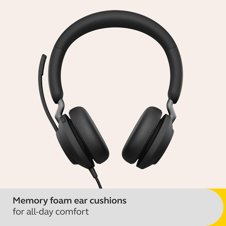 Jabra Evolve2 40 SE - Kabelgebundenes Stereo-Headset mit Geräuschunterdrückung und 3-Mikrofon-Techno