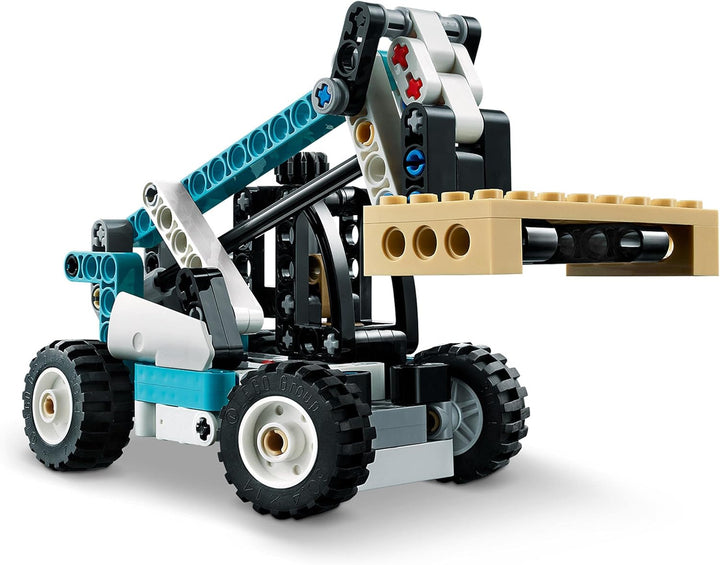 LEGO 42133 Technic 2-in-1 Teleskoplader Gabelstapler und Abschleppwagen Spielzeug, Baufahrzeug für J