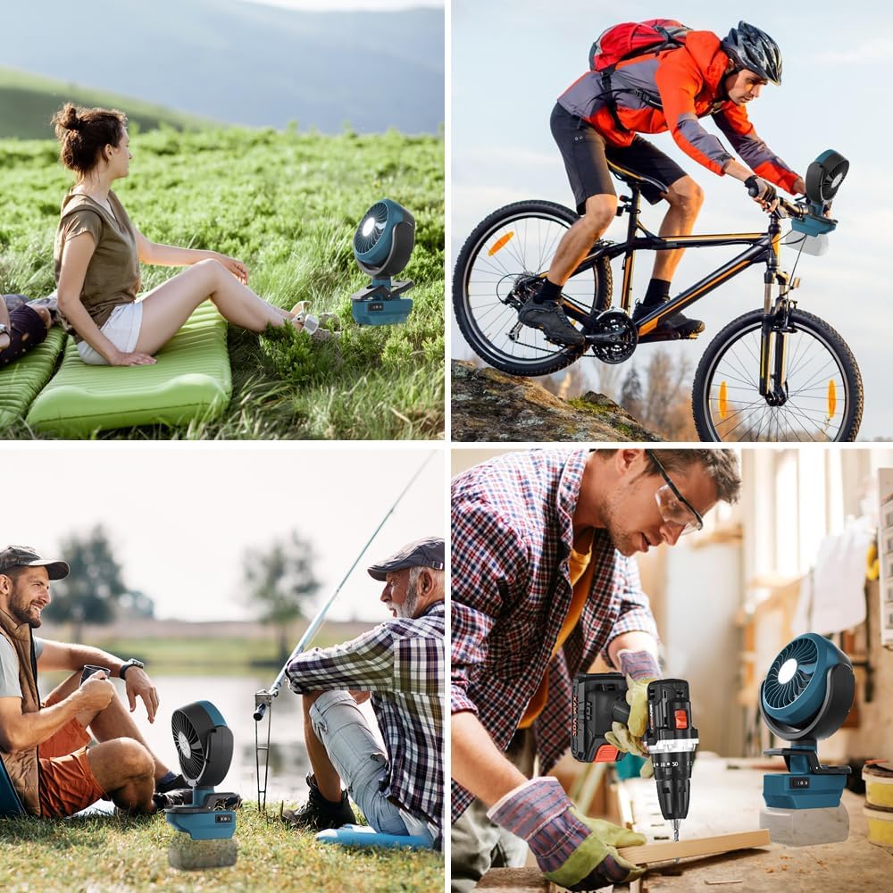 GGiking Akku-Ventilator Universal, Kabelloser Lüfter für Bosch akkus BAT618, Geeignet für Camping, W