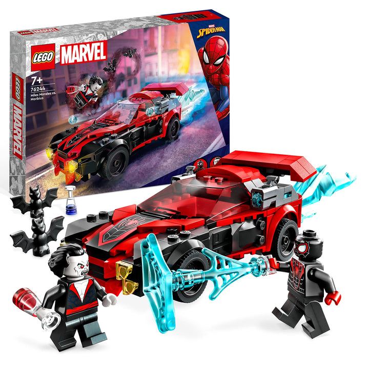 LEGO 76244 Marvel Miles Morales vs. Morbius Set, Spider-Man Rennwagen Spielzeugauto zum Bauen aus Ab