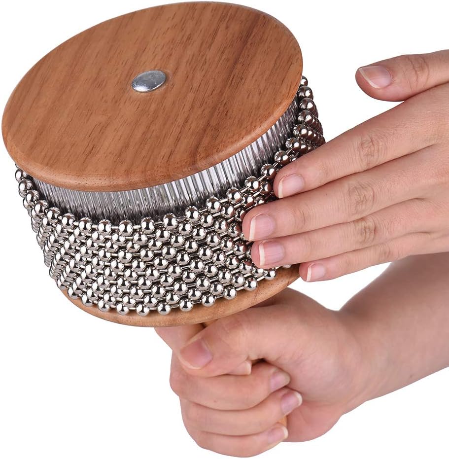 Bontannd 1 Stück Holz Cabasa Metall Perlen Kette & Zylinder Pop Hand Shaker Percussion Instrument Fü