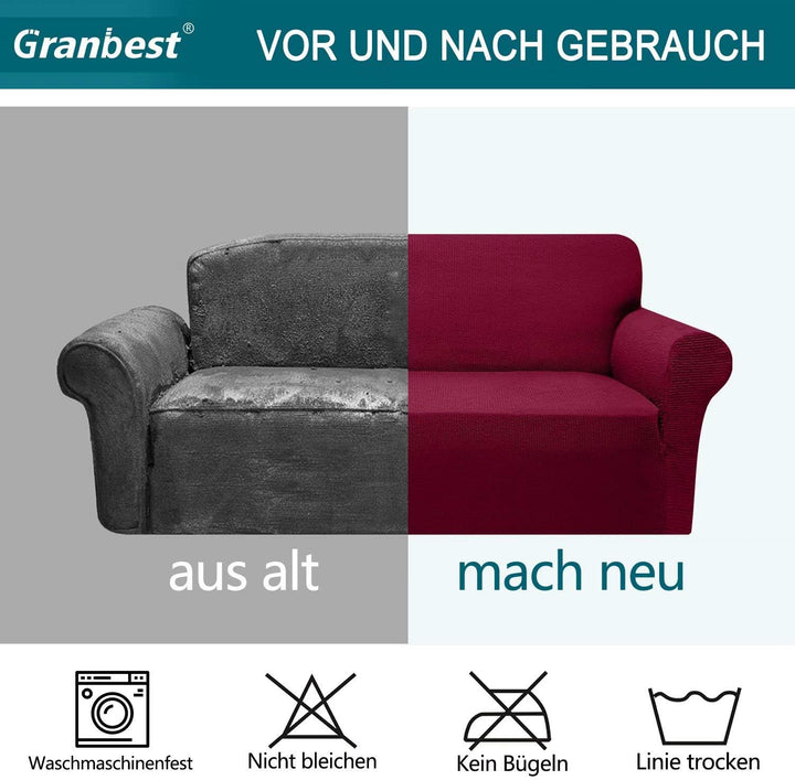 Granbest Dicke Sofabezug 3 Siter Stretch und Stilvolle Couchbezug Möbelbezüge Anti Rutsch Kratzfest