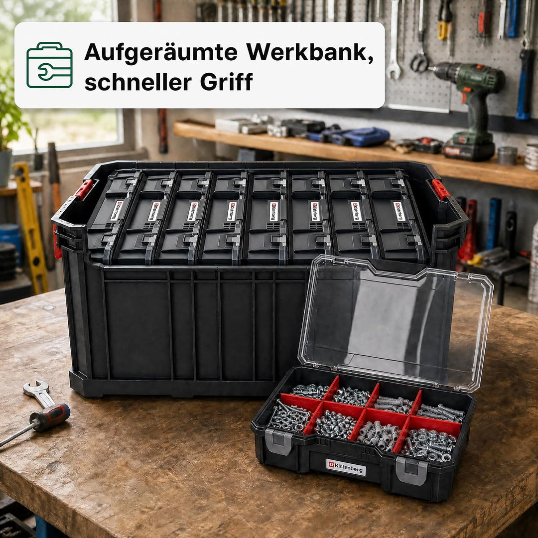 Sortimentskasten Set 7-tlg., Kleinteilemagazin mit Trennwänden