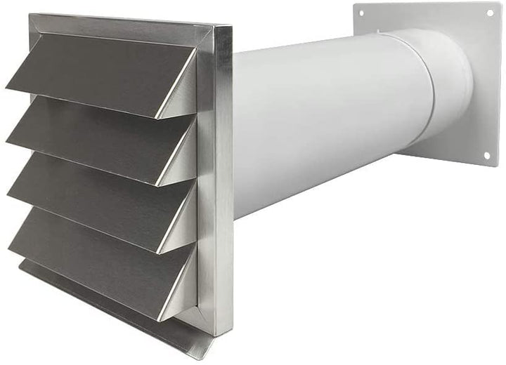 EASYTEC® Energiesparender Mauerkasten Ø 100 mm Edelstahl mit zwei Rückstauklappen | DN100 | 34104e