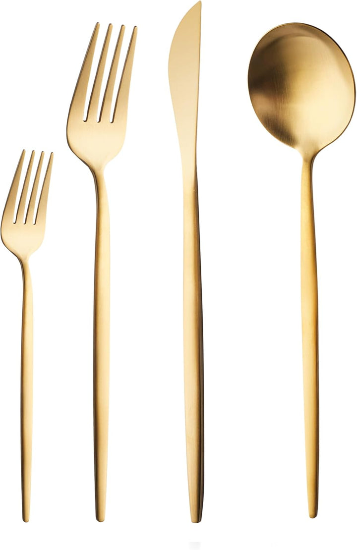 Karaca Bella 24-tlg Edelstahl Besteck Set für 6 Personen, Modern Langlebig, Rostfrei Besteckset, Spü