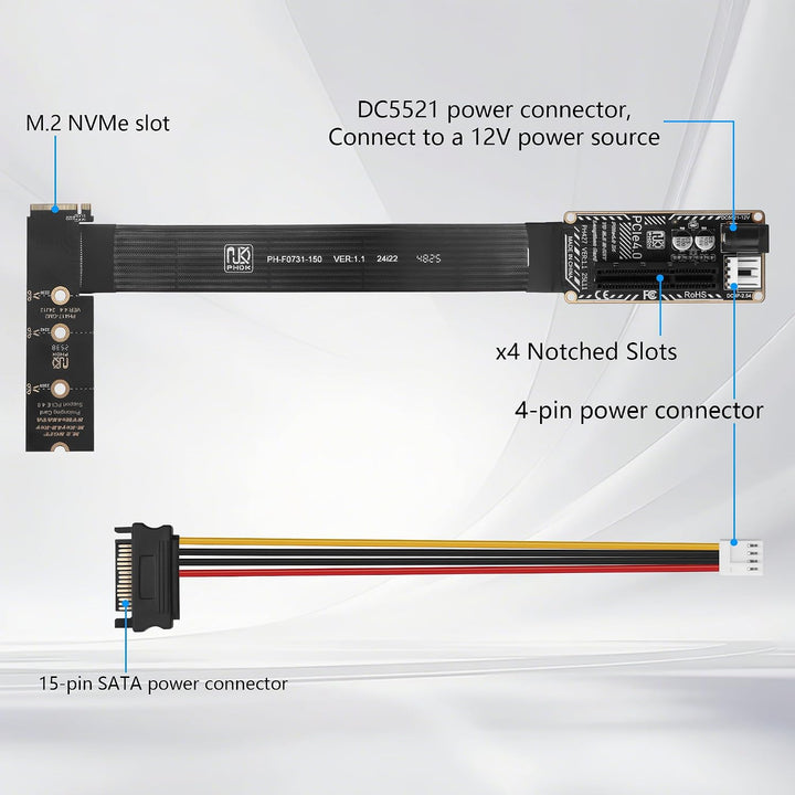 GINTOOYUN M.2 NVME zu PCIE X4 Grafikkarte Erweiterungskarte Mainboard M.2-M Schlüssel NVME Steckplat